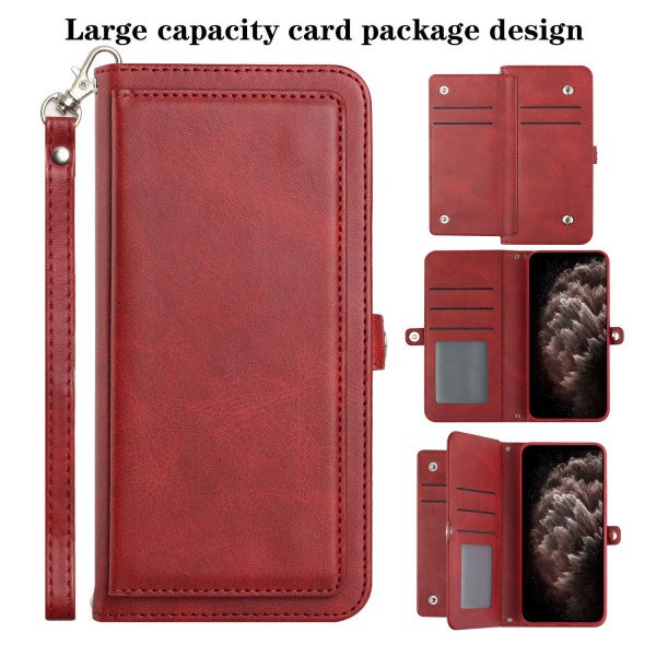 Wholesale Premium PU Leather Folio Wallet Front Cover Case with Card Holder Slots and Wrist Strap for Apple iPhone 11 [6.1] (Red)